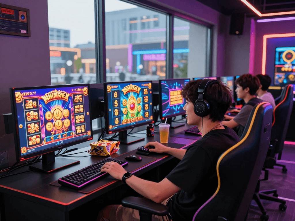 Exciting gaming scene illustrating daftar toto 4d with vibrant slot games and immersive environment.