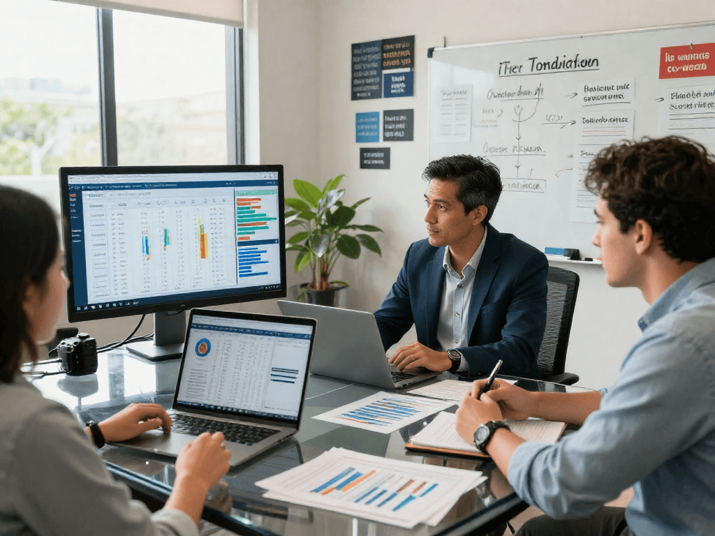 Enhancing online reputation management for candidates strategy session in a modern office.