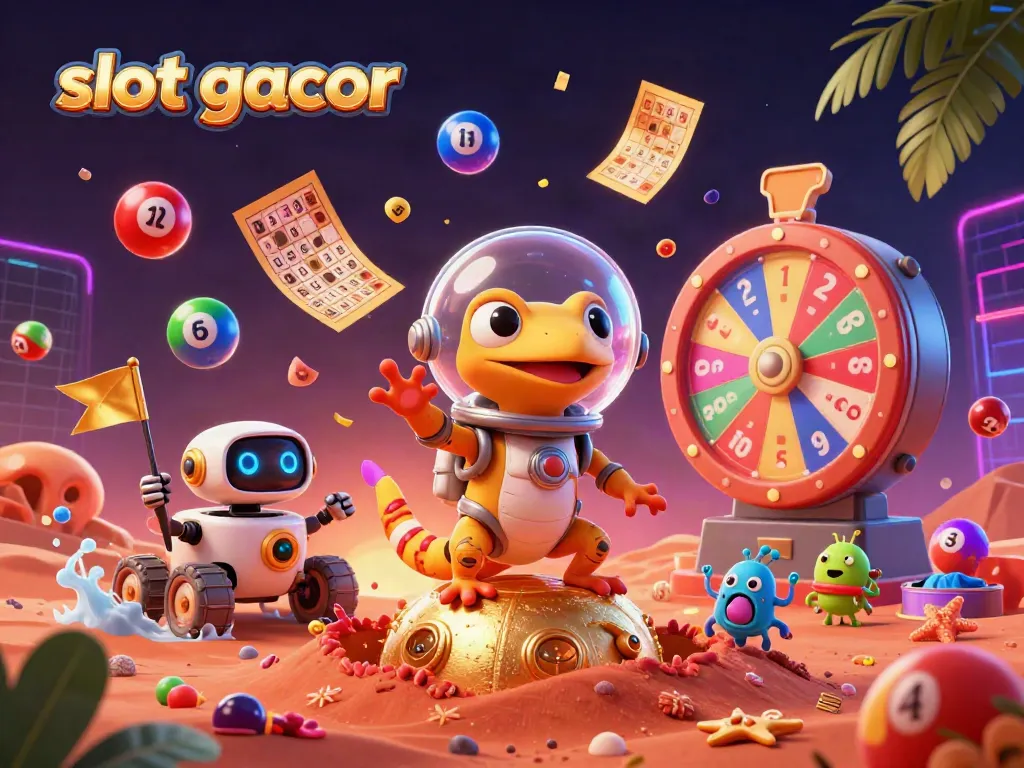Engage with the vibrant world of slot gacor in this playful 3D illustration.