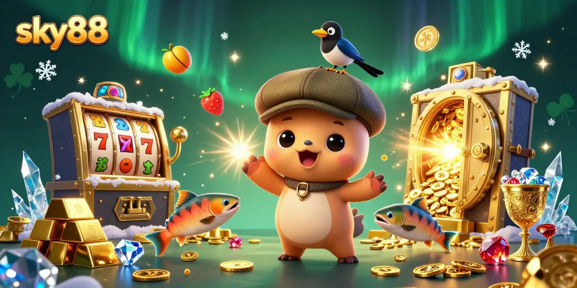Win big at sky88 with playful Nessie and treasures in a vibrant casino scene.