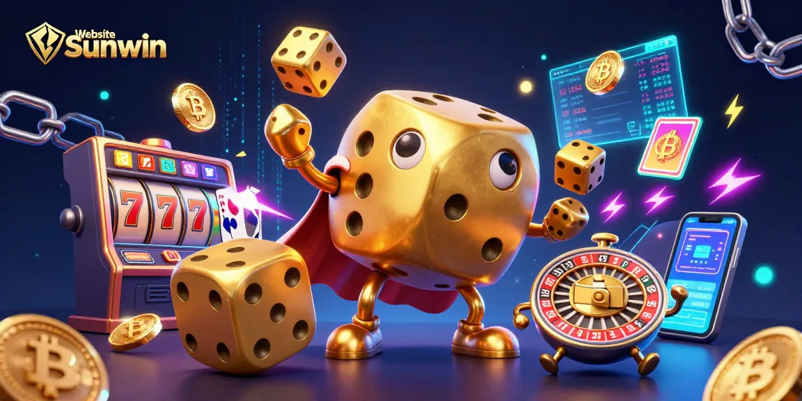 Win big with Website Sunwin in this vibrant 3D digital casino illustration showcasing thrilling gaming excitement.