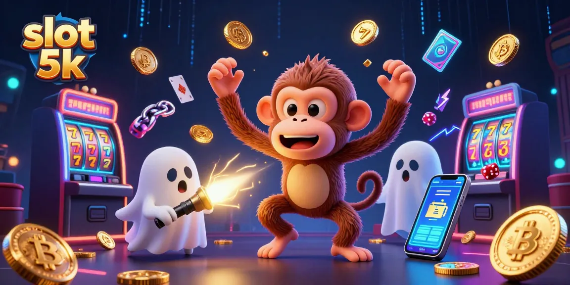Experience thrilling slot 5k action with a playful ghost-hunter puppy tracking a mischievous monkey in a haunted casino.