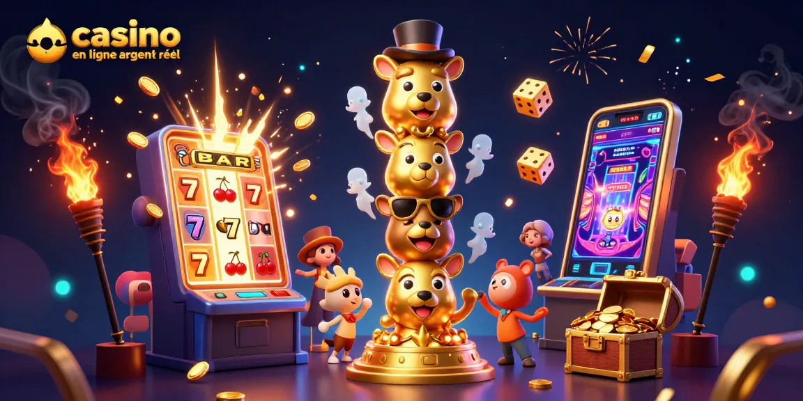 Jouez dans un casino en ligne argent réel avec des machines à sous vibrantes et des piles de gains.