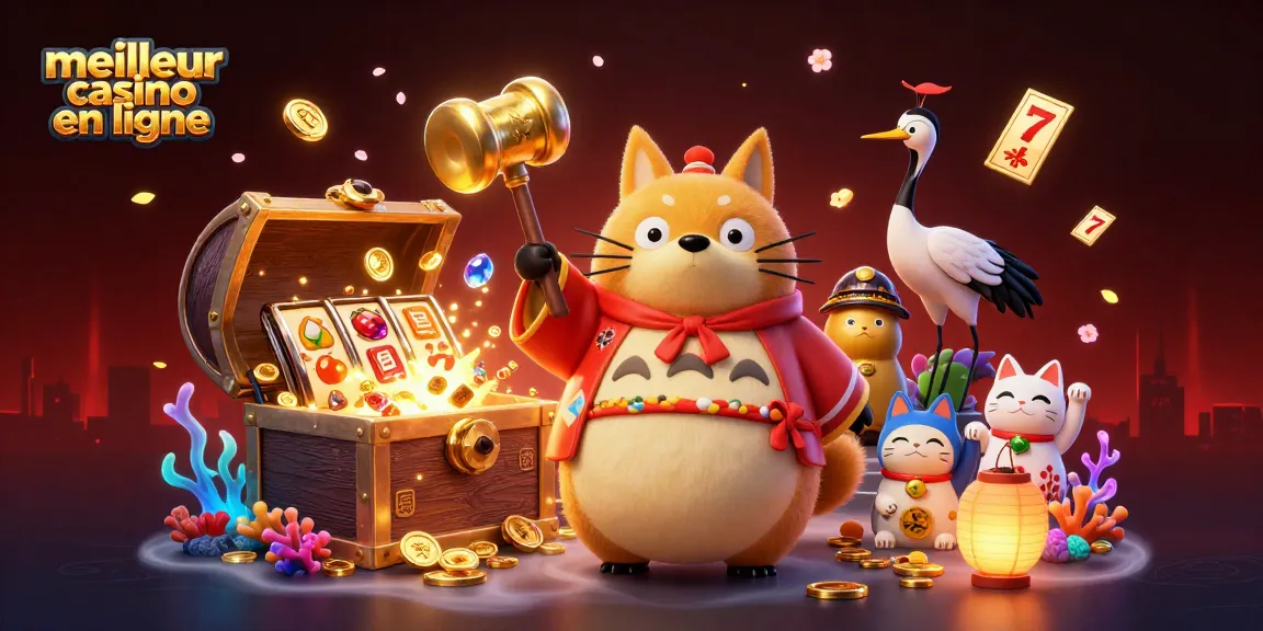 Visitez le meilleur casino en ligne avec un tanuki porte-bonheur et des éléments de jeux captivants.