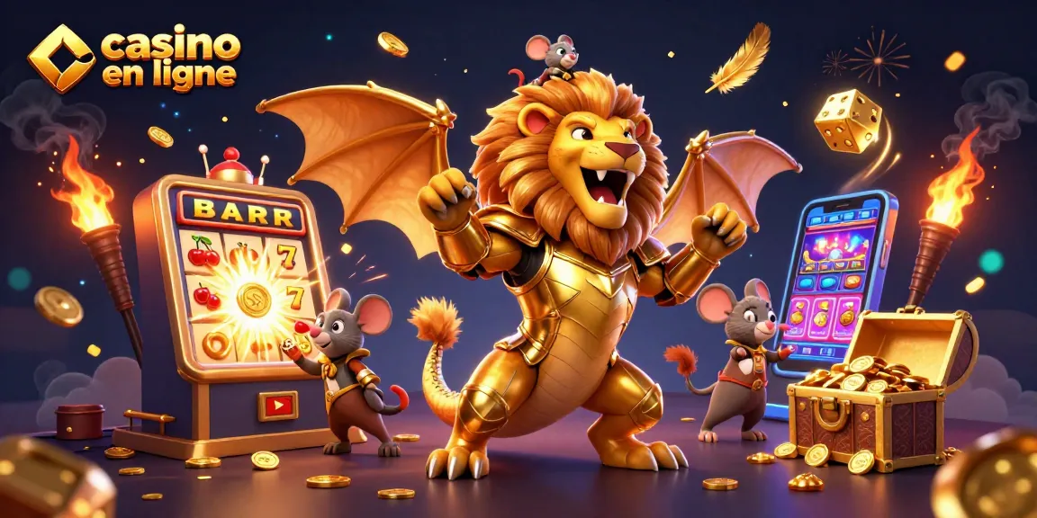Profitez des jeux de casino en ligne avec l'illustration captivante d'un chimère triomphant.