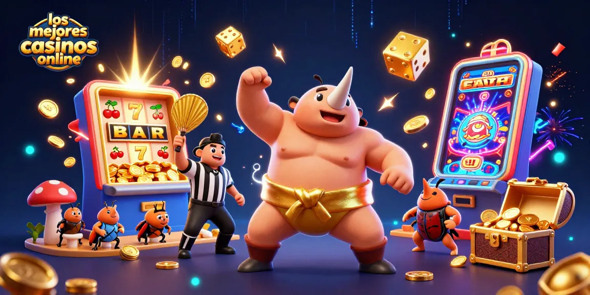 Los mejores casinos online: ilustración 3D vibrante sobre carreras y slots con detalles coloridos.