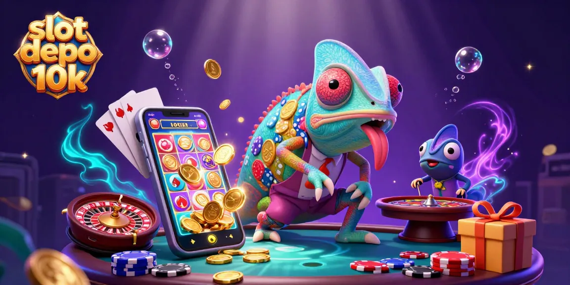 Experience thrilling gameplay at slot depo 10k with colorful spinning slots and golden coin rewards.