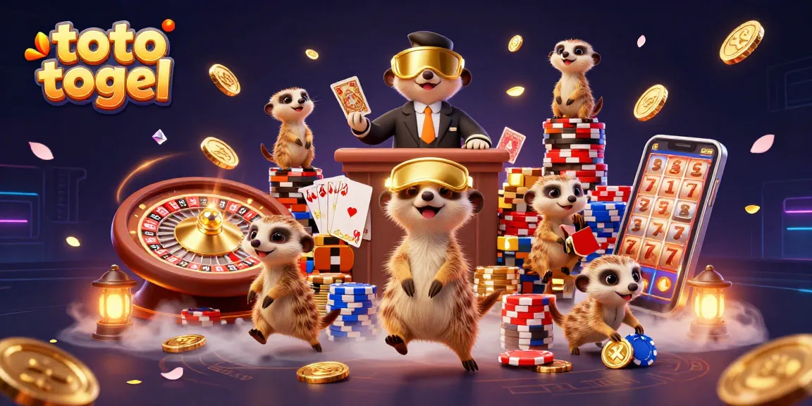 Engaging scene of meerkats in a casino showcasing toto togel action with vibrant animations and dynamic lighting.