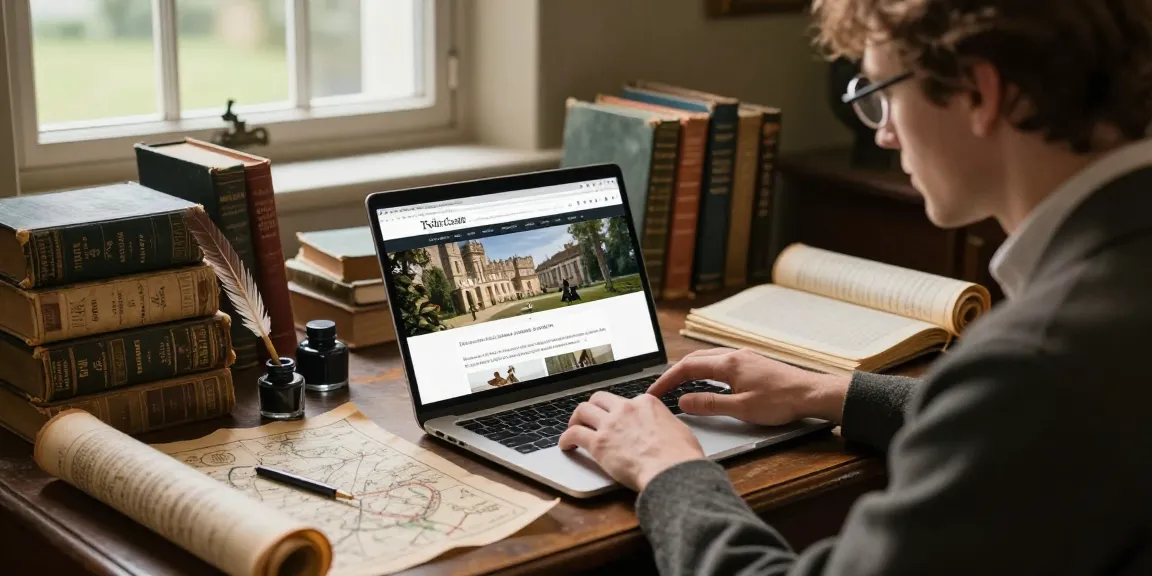 Engaging research environment showcasing https://tyntescastle.com with historical artifacts and cozy ambiance.