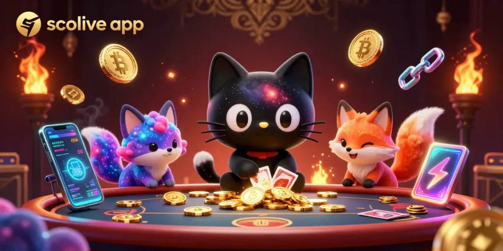 Engage with the socolive app as a cosmic cat dominates the casino table, pulling in betting chips.