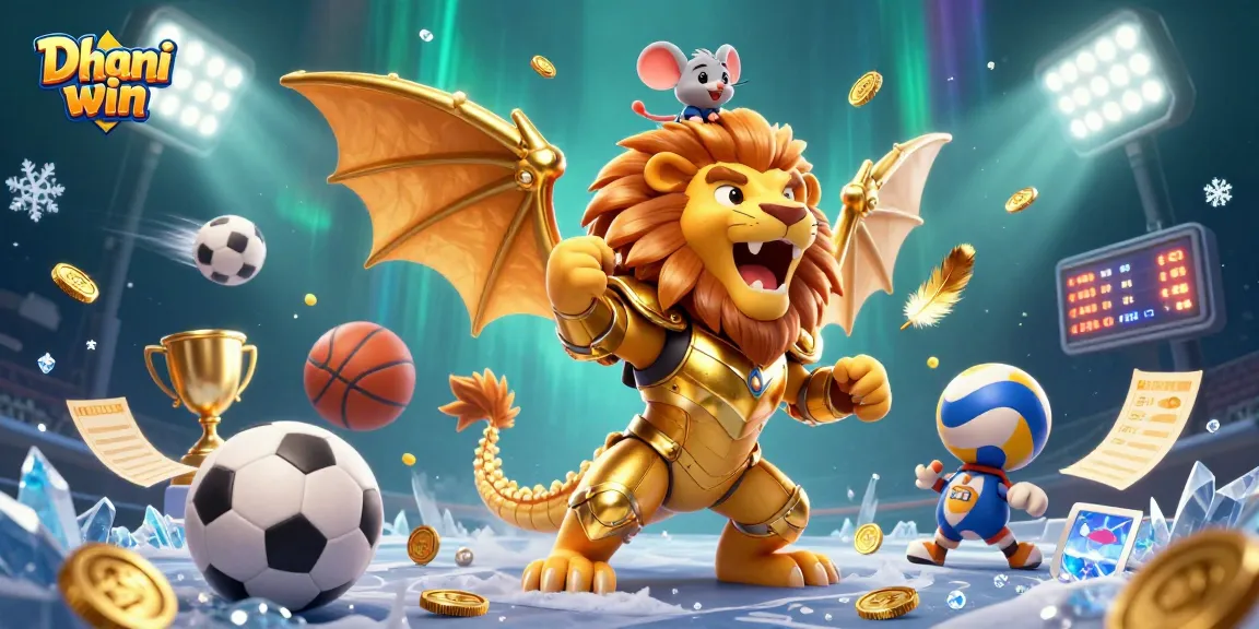Dhani win, enjoy thrilling gameplay with a golden-armored chimera, dynamic sports elements, and engaging features.