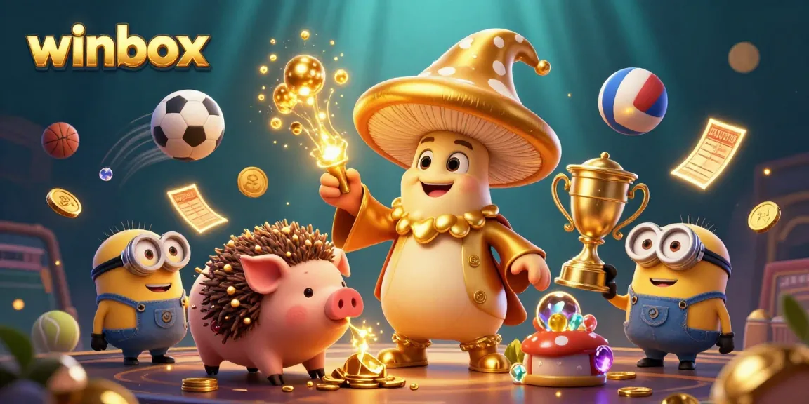 Experience the thrill of winbox with a magical golden mushroom wizard and treasure-filled scene.