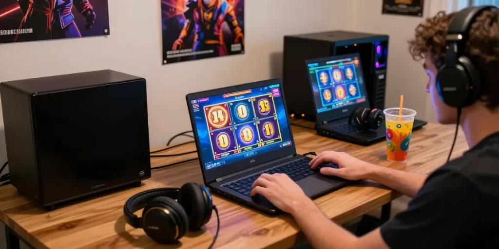Pengalaman bermain slot server thailand yang mengasyikkan dengan pemain di ruang tamu.