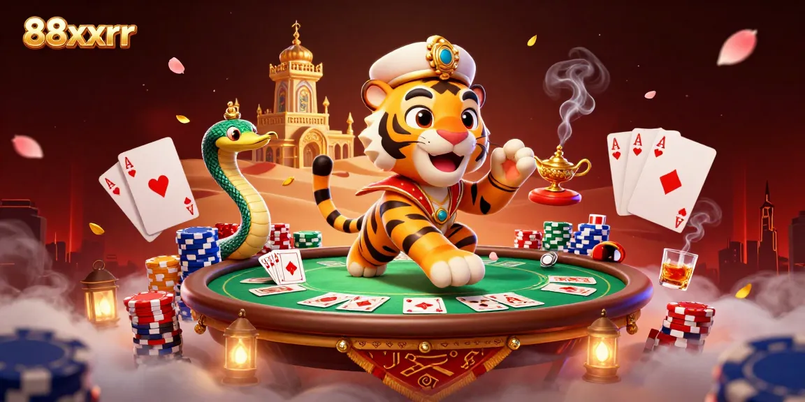 Engage with 88xxrr's vibrant Arabian Nights-themed casino scene featuring rich elements of gaming.