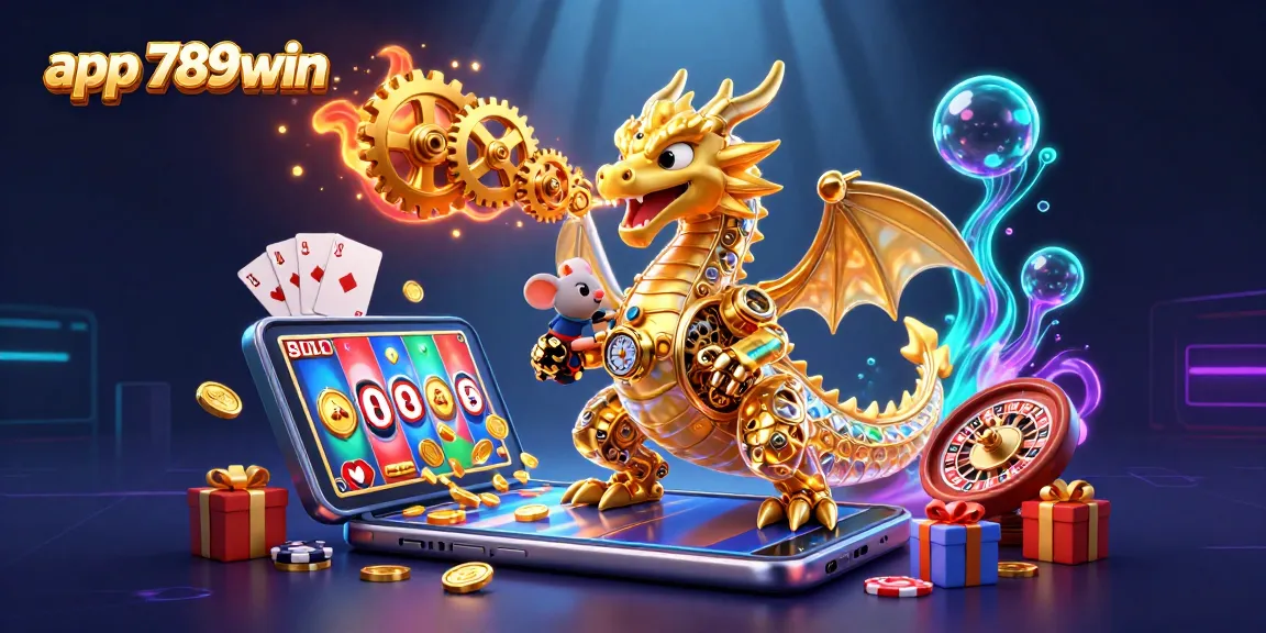 Engage with the vibrant app 789win, showcasing colorful gaming experiences in a dynamic 3D scene.