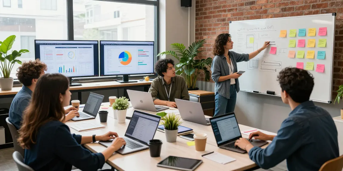 NAGA2000 team collaborating in a modern workspace, showcasing innovation and teamwork.