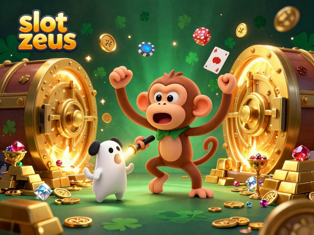 Experience the thrill of slot zeus as golden treasures and playful characters take center stage in a vibrant casino.