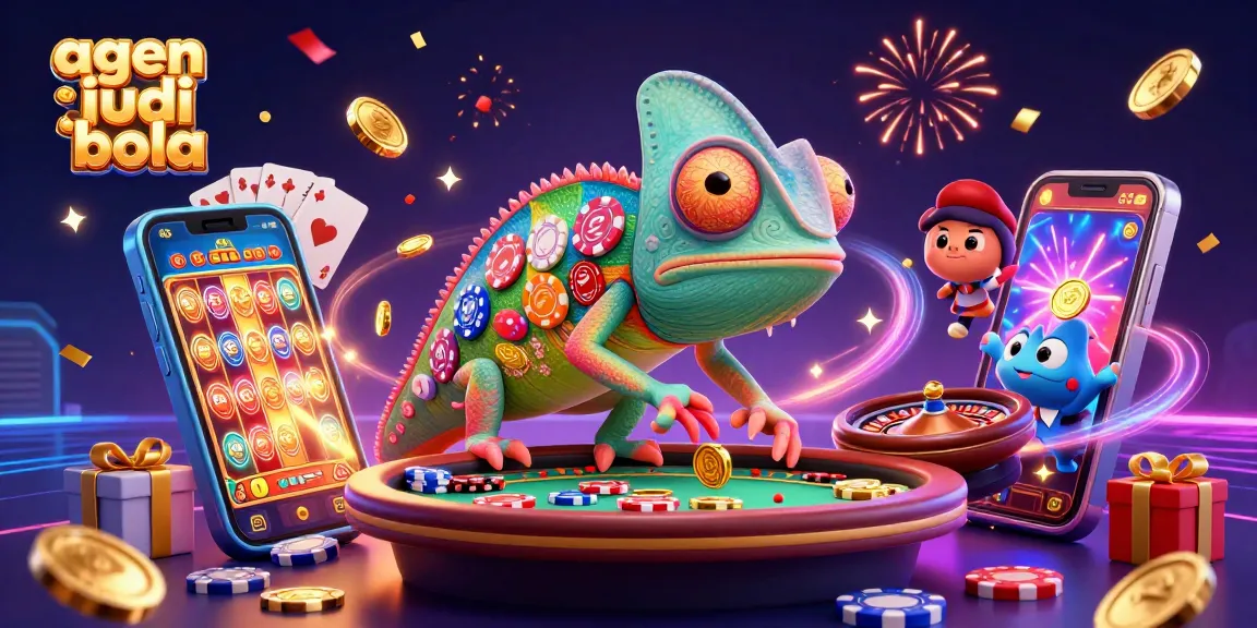 Engage with agen judi bola through a vibrant 3D illustration showcasing dynamic casino action.