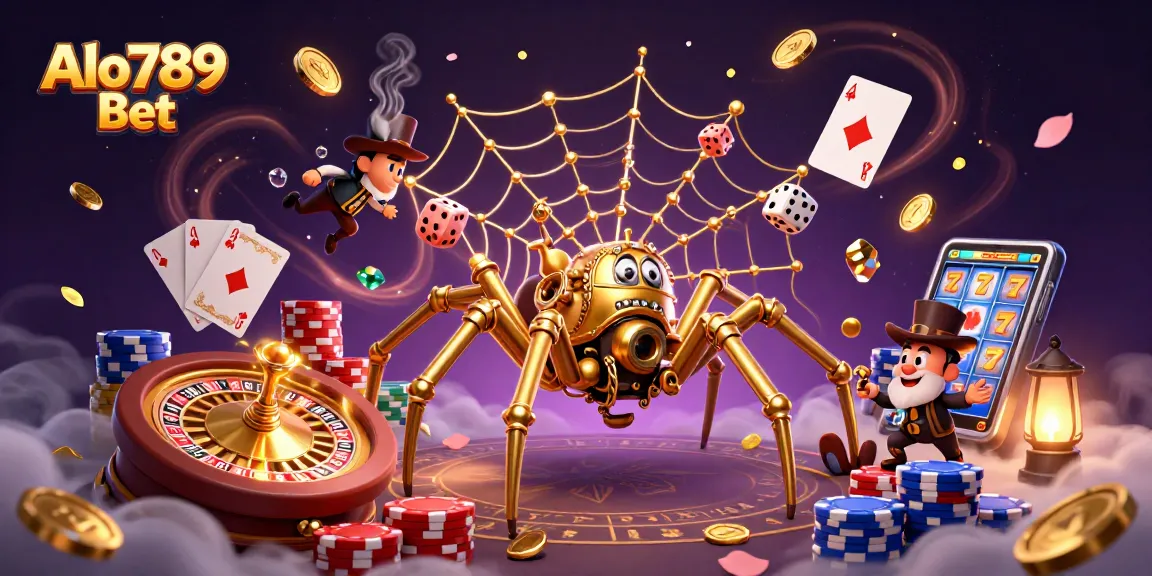 Experience Alo789 Bet with a dynamic scene of winning strategies in a steampunk casino setting.