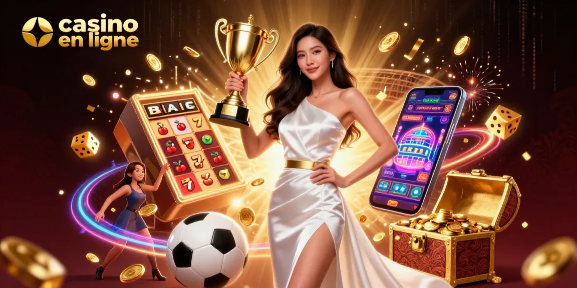Gagnez gros avec les jeux de casino en ligne mettant en vedette un détenteur de trophée victorieux parmi des éléments de jeu glamour.