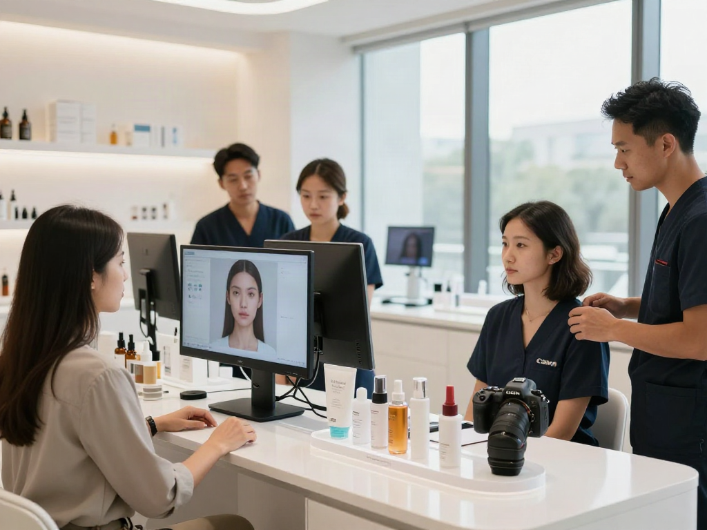 Advanced skincare analysis showing alternatives to QOVES in a modern clinic.