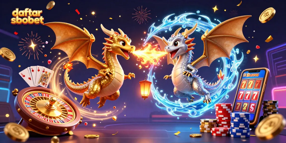 Engage in thrilling betting experiences with daftar sbobet at this vibrant casino illustration featuring dragons.