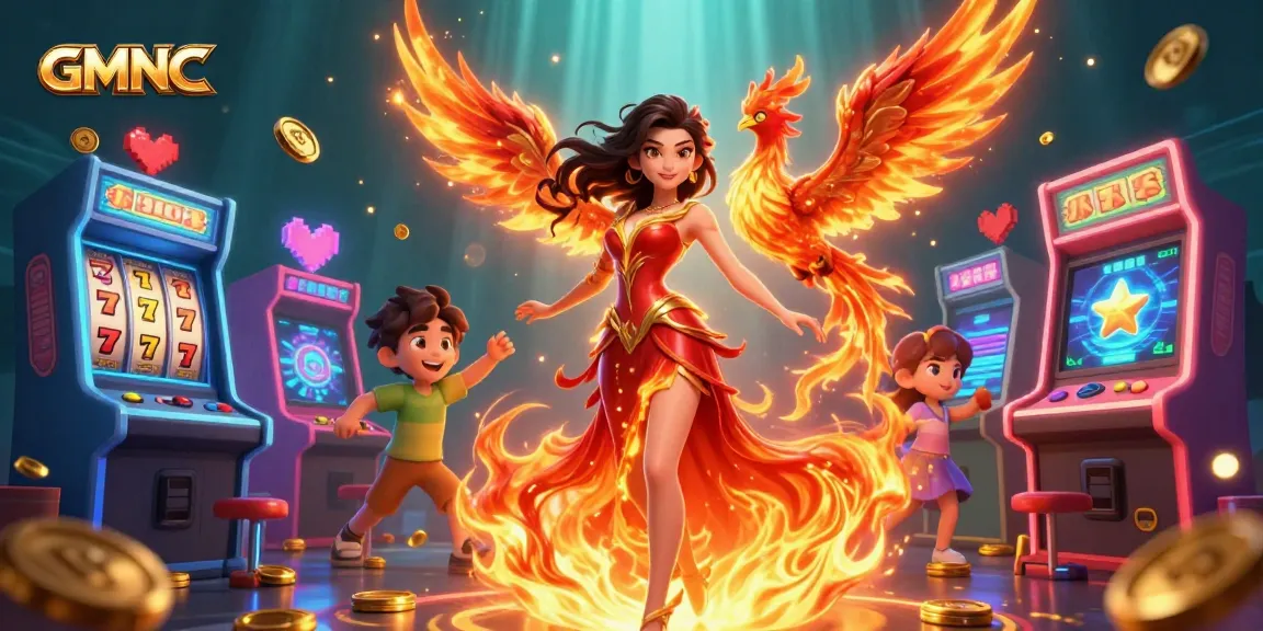 Engage with GMNC's thrilling gameplay showcasing a dynamic casino scene featuring slot machines.