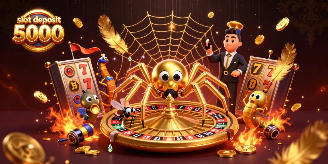 Permainan slot deposit 5000 menampilkan laba-laba emas dan croupier elektroni