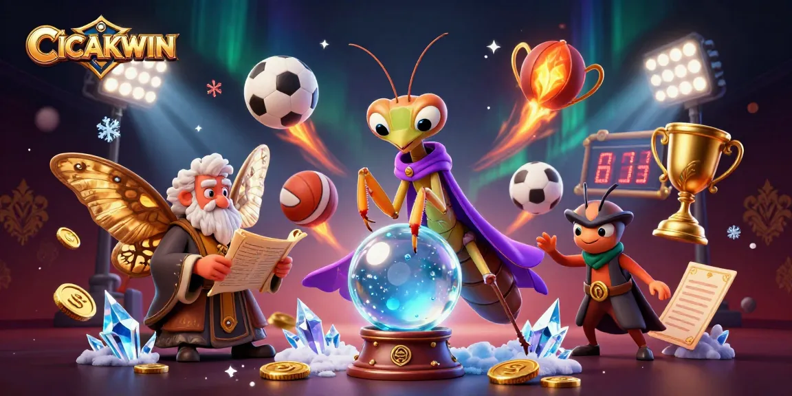 CICAKWIN showcases a vibrant casino scene with a fortune teller and wise moth amidst dynamic gambling elements.