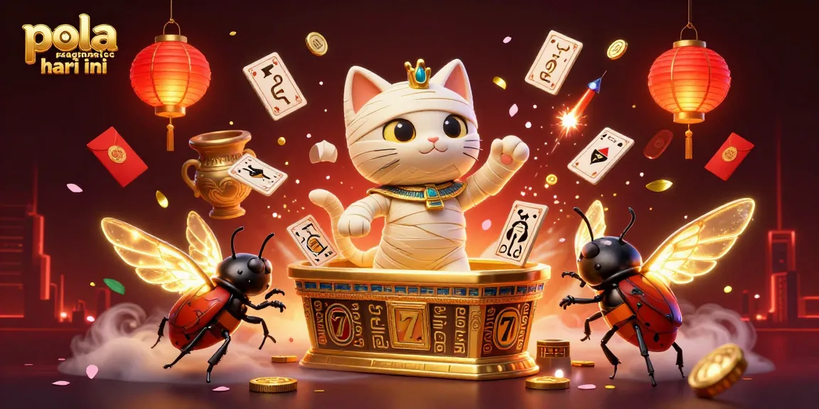 Experience the excitement of pola pragmatic hari ini with a vibrant scene featuring a cartoon mummy and golden elements in a casino.