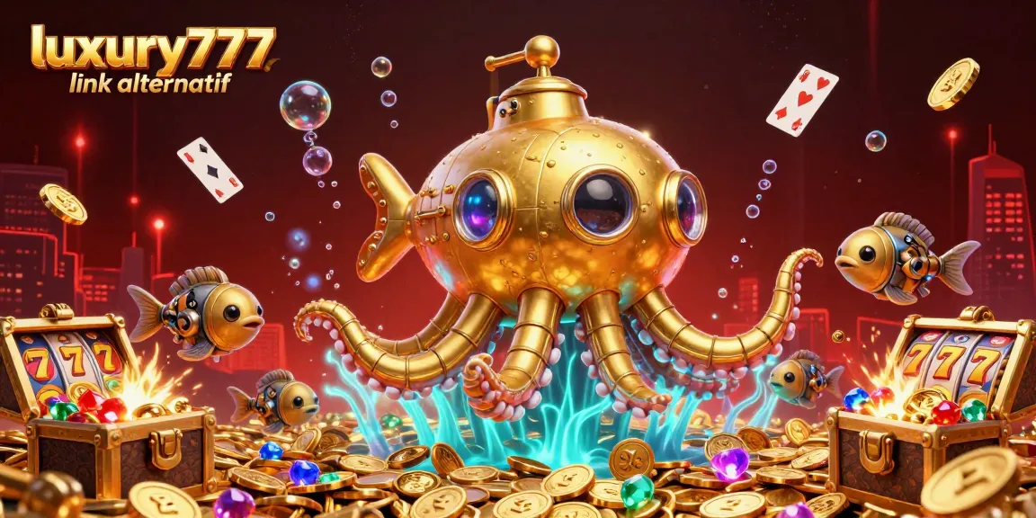Play lucky slots and win big with luxury777 link alternatif in this vibrant casino-themed illustration.