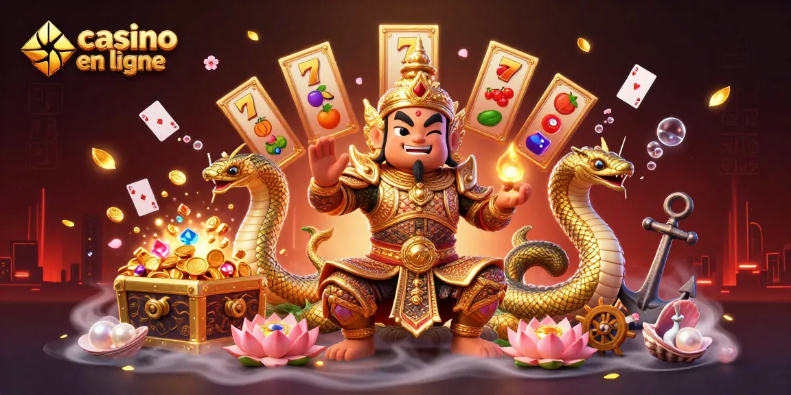 Jeux captivants sur casino en ligne avec des personnages animés et des trésors scintillants.