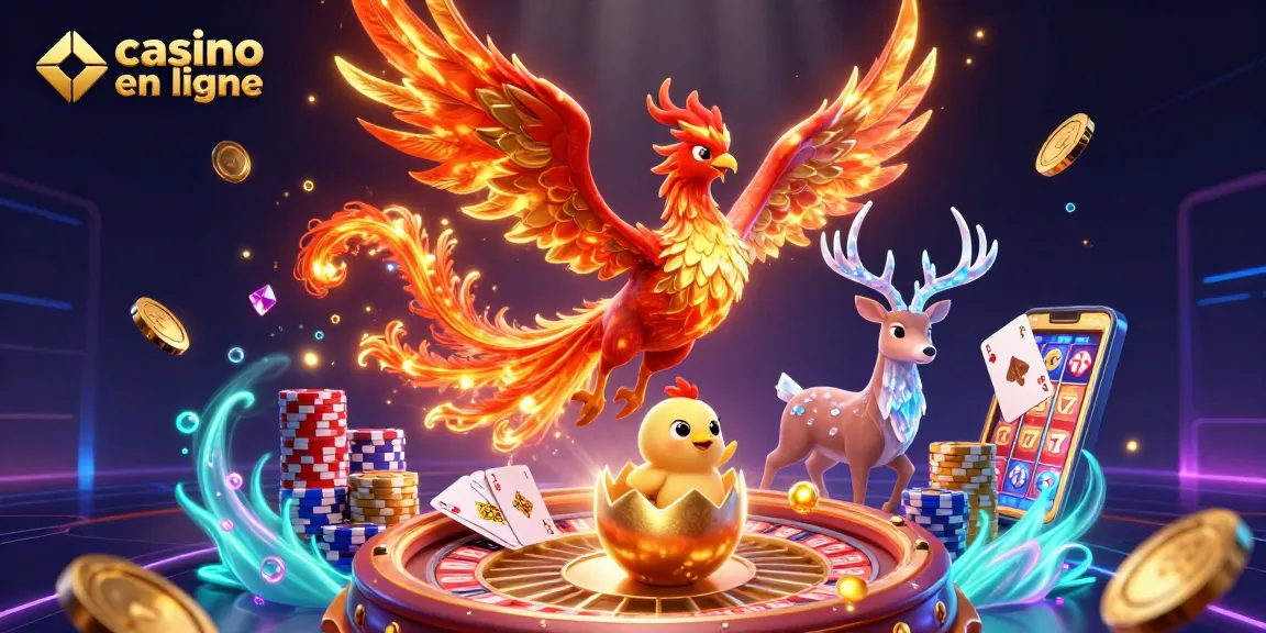 Engage with casino en ligne visuals showcasing a fiery phoenix and sparkling casino elements.