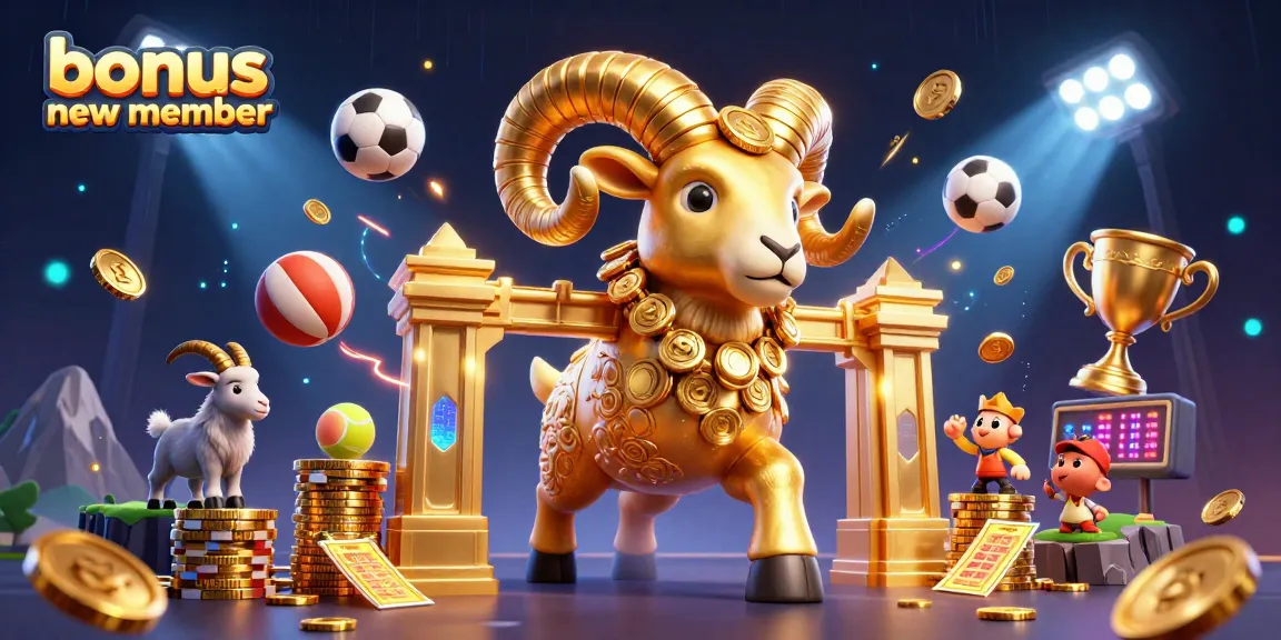 Get ready to win with the bonus new member offer highlighted in this vibrant casino scene full of sports energy.
