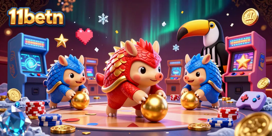 Engage in thrilling gameplay at 11betn with dynamic 3D pangolins in a vibrant casino scene.