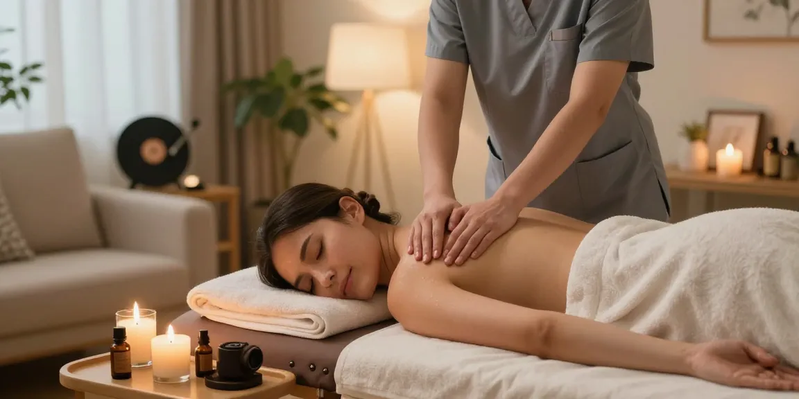 Relaxing 수원출장안마 session with a professional therapist in a soothing home environment.
