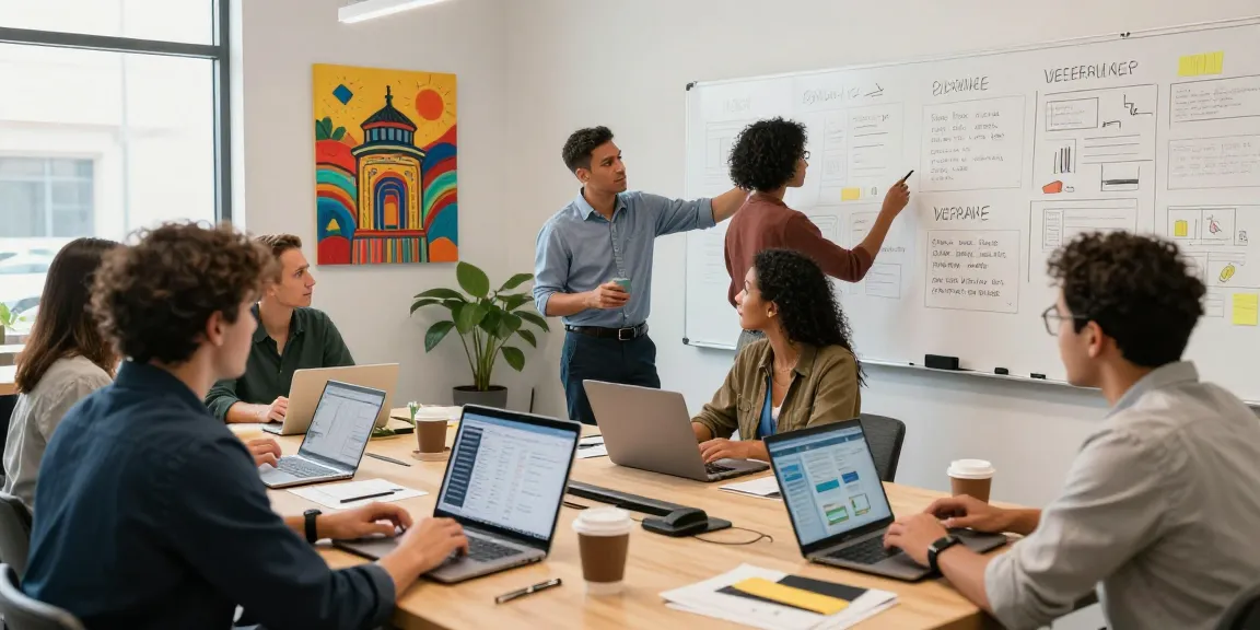 Collaboration scene in a Spokane marketing agency showcasing teamwork in digital marketing strategies.