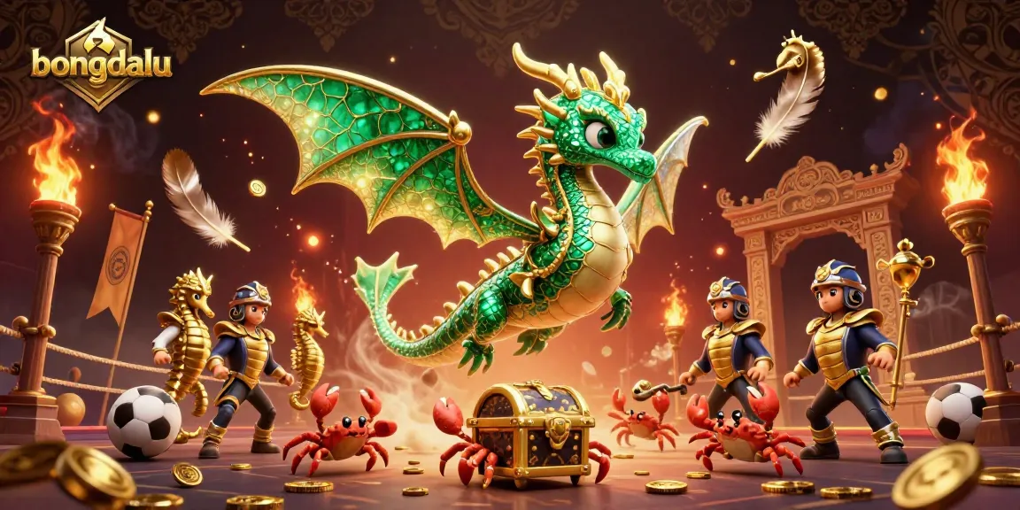 Bongdalu showcases dynamic sports betting with various gambling elements and a mythical sea dragon.