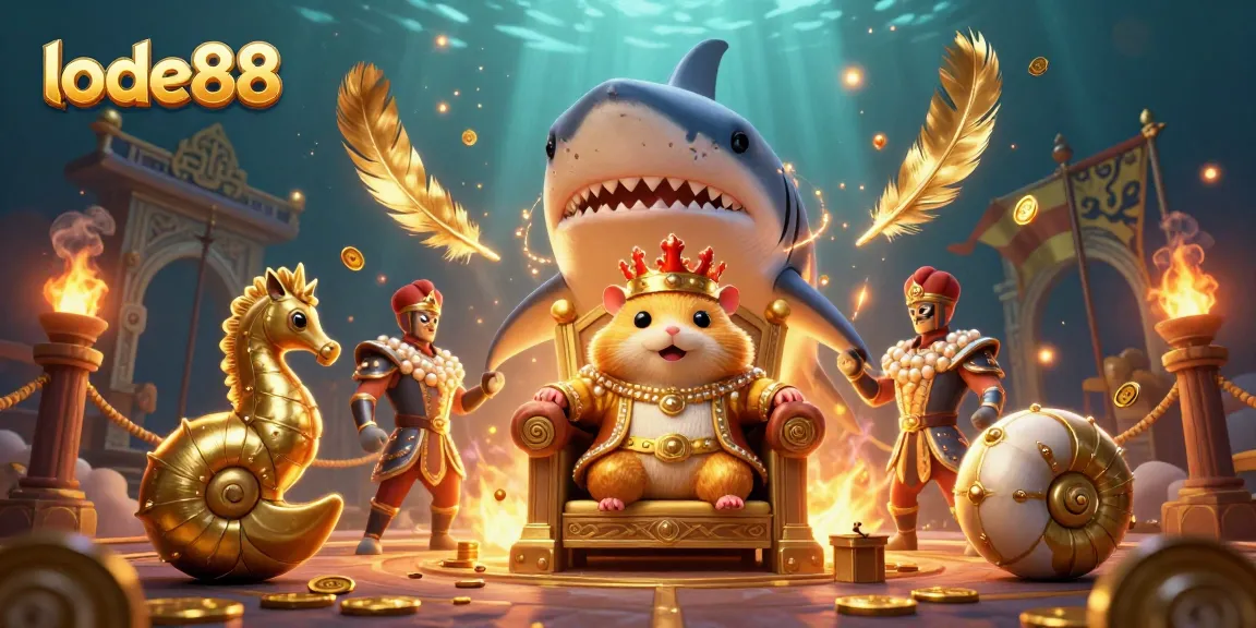Join the fierce hamster king in a vibrant lode88 casino adventure with golden treasures.