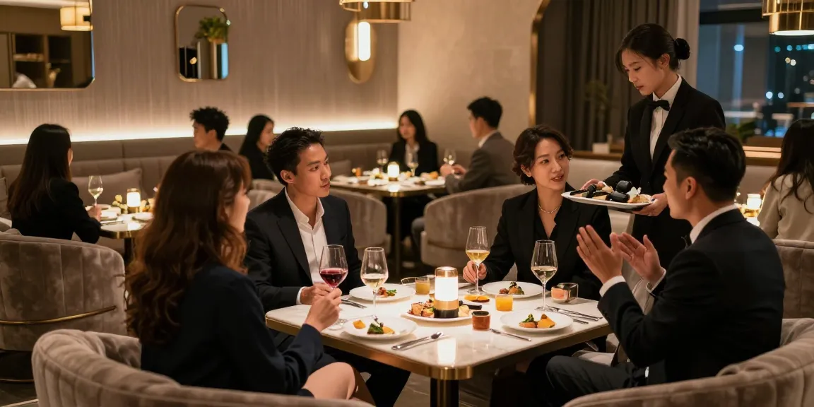 강남블랜딩의 고급스러운 라운지에서 고객들이 즐거운 시간을 보내고 있는 모습