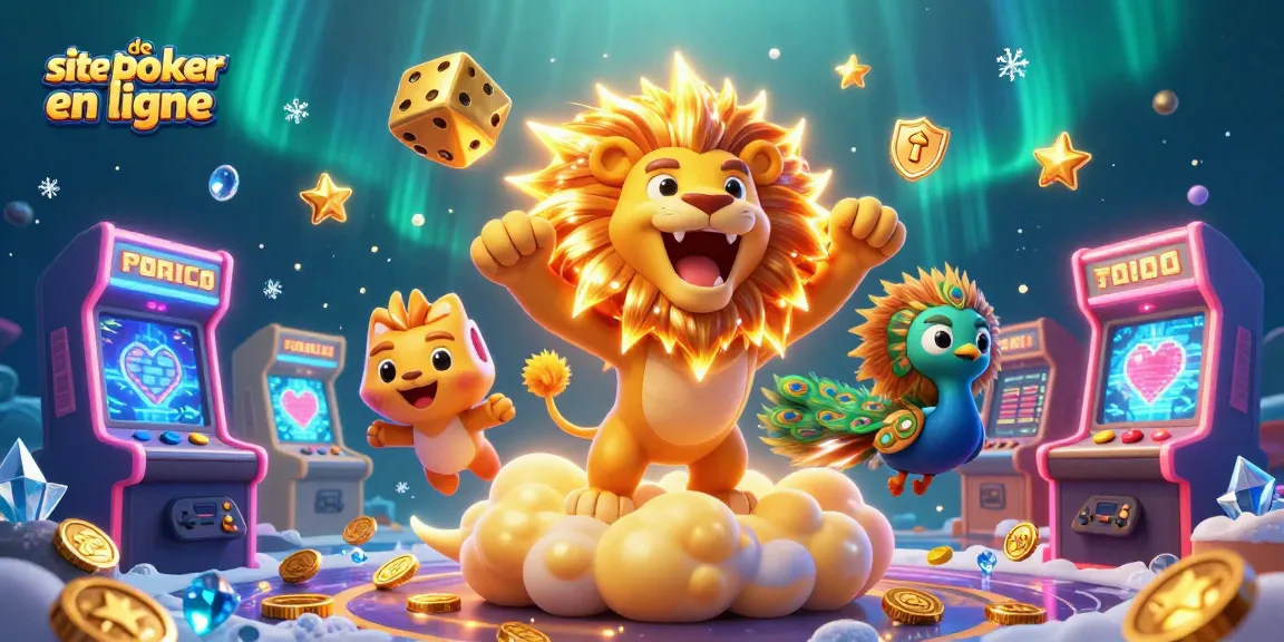 Jouez sur un site de poker en ligne avec une ambiance de fête et des éléments de jeu colorés