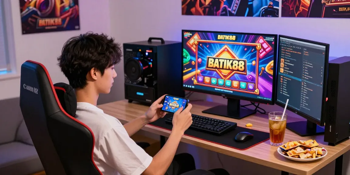 Pengalaman bermain BATIK88 online dengan pemain terlibat dalam permainan slot, suasana menyenangkan di rumah.