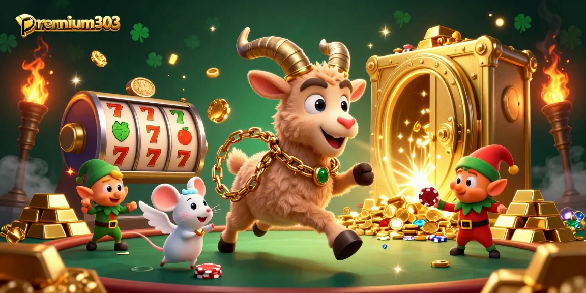 Spin slot reels and win prizes at premium303's dynamic casino featuring Krampus and festive chaos.