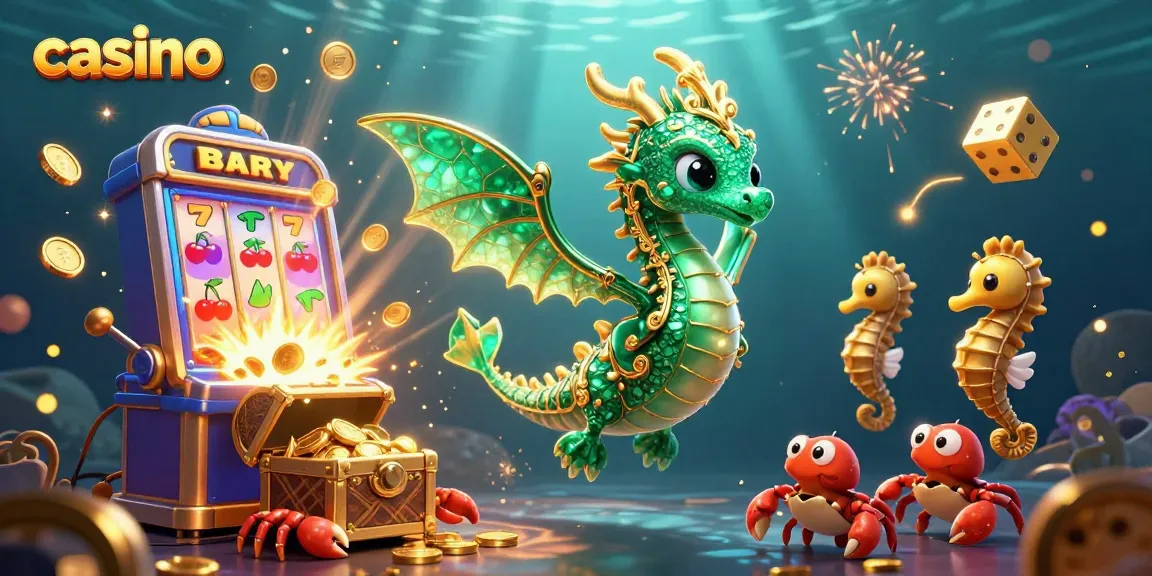 Experience captivating casino adventures with a fantasy sea dragon scene showcasing vibrant slots and treasures.